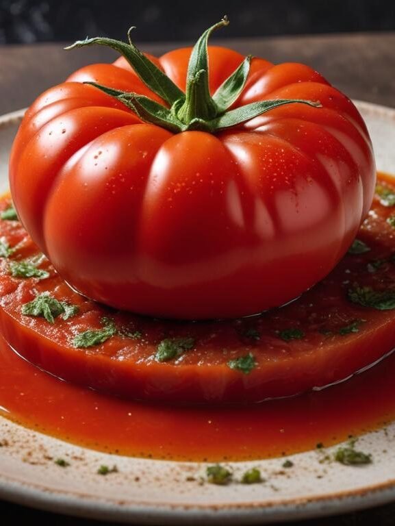 molho de tomate com aliche caseiro em frigideira, vermelho intenso com azeite brilhante