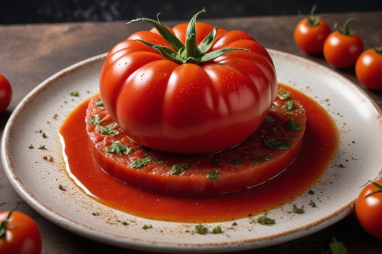 molho de tomate com aliche caseiro em frigideira, vermelho intenso com azeite brilhante