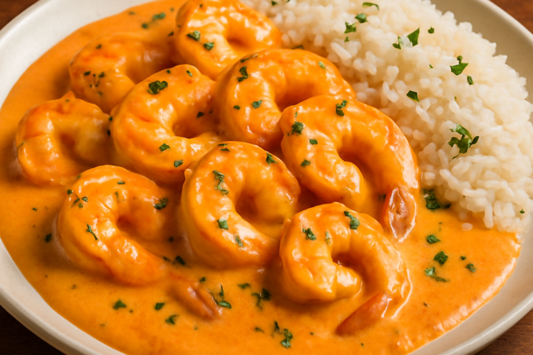 Camarão ao Creme do Laranjão em panela com molho cremoso de tomate e ervas frescas