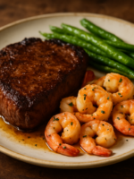 camarão sem açúcar para jantar salteado ao alho e limão em frigideira de ferro com salsinha fresca