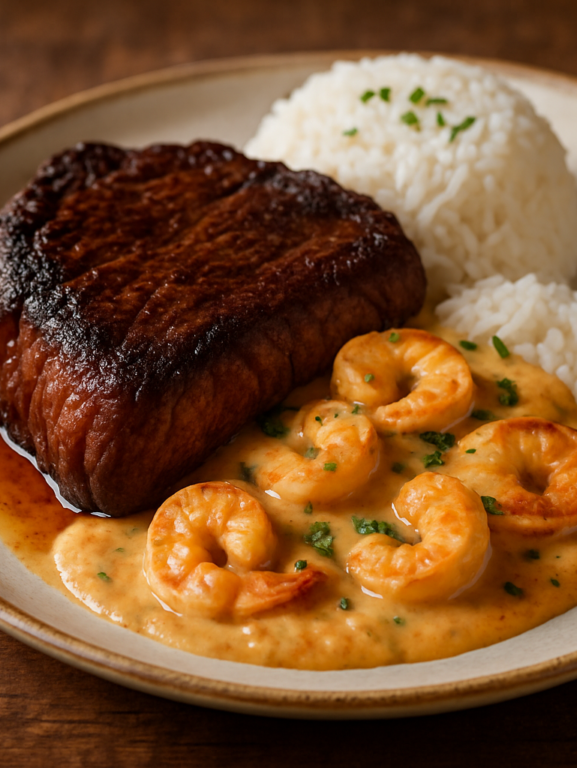 chiclete de camarão cremoso com mussarela derretida e molho de leite de coco em panela rústica