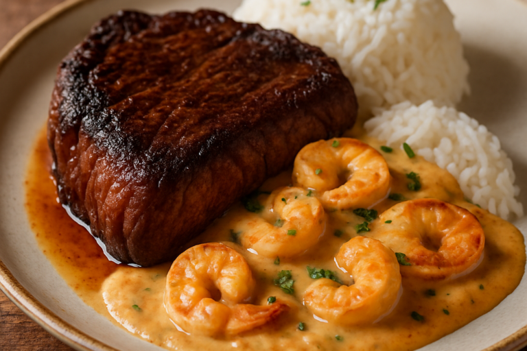 chiclete de camarão cremoso com mussarela derretida e molho de leite de coco em panela rústica