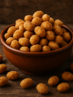 cri cri delicioso de amendoim crocante com casquinha dourada em tigela de barro