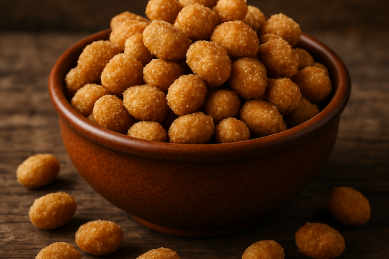 cri cri delicioso de amendoim crocante com casquinha dourada em tigela de barro