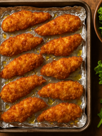 Filé Saudável da Kika empanado em bolacha salgada e assado no forno, crocante e dourado