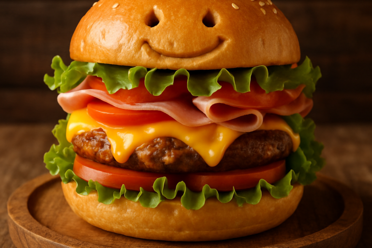 Lanche Feliz caseiro de frango desfiado com maionese em bandeja branca, cortado ao meio mostrando o recheio cremoso