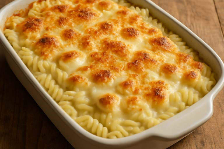 Macarrão especial cremoso com molho branco, presunto e queijo gratinado em refratário