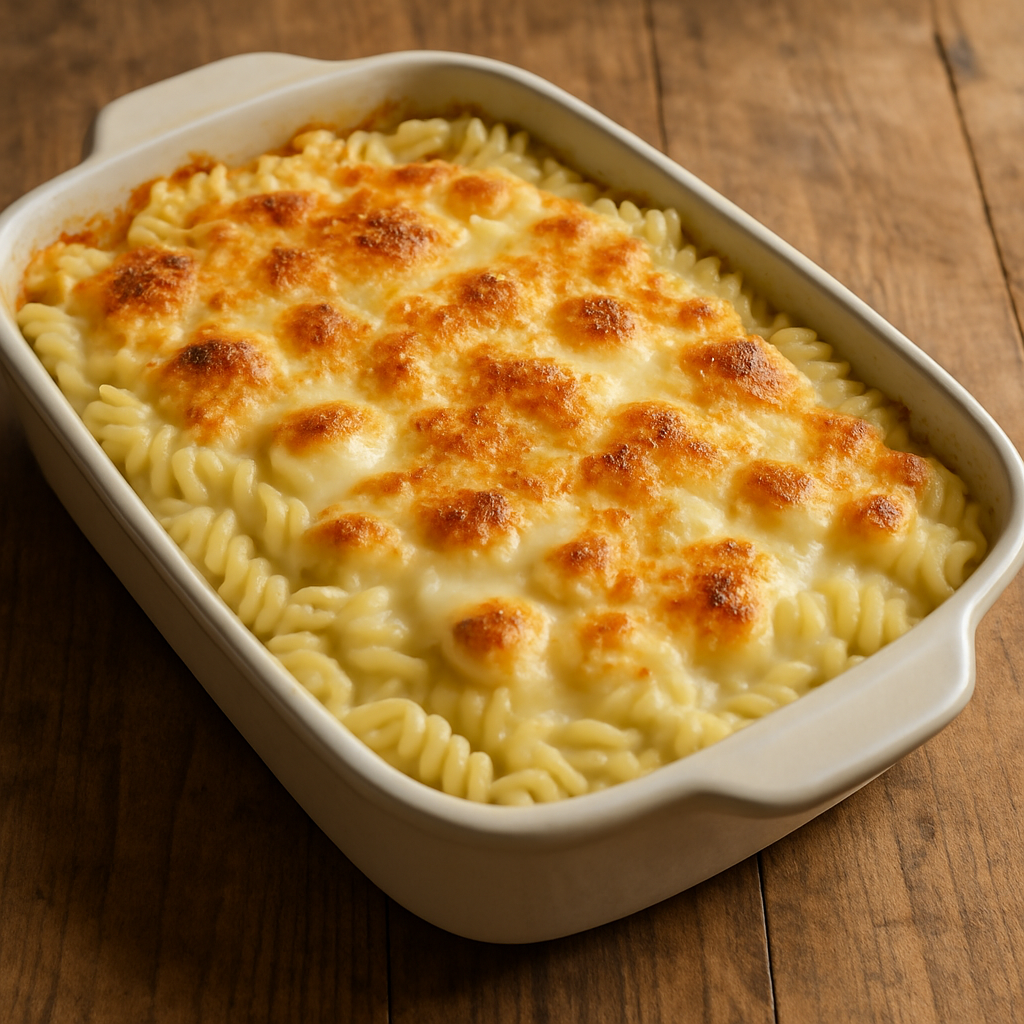 Macarrão especial cremoso com molho branco, presunto e queijo gratinado em refratário