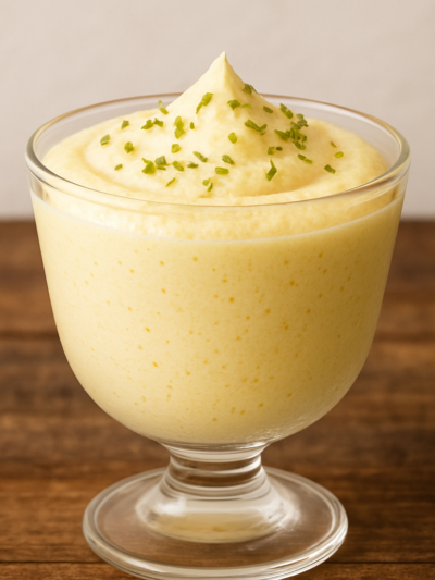 Mousse de Limão Gelada cremosa servida em taça de vidro com raspas de limão por cima