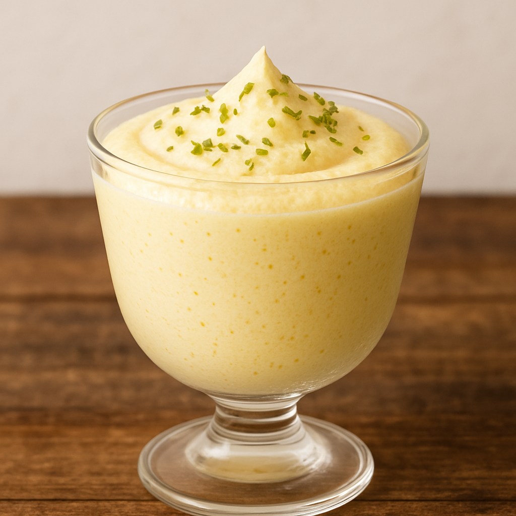 Mousse de Limão Gelada cremosa servida em taça de vidro com raspas de limão por cima