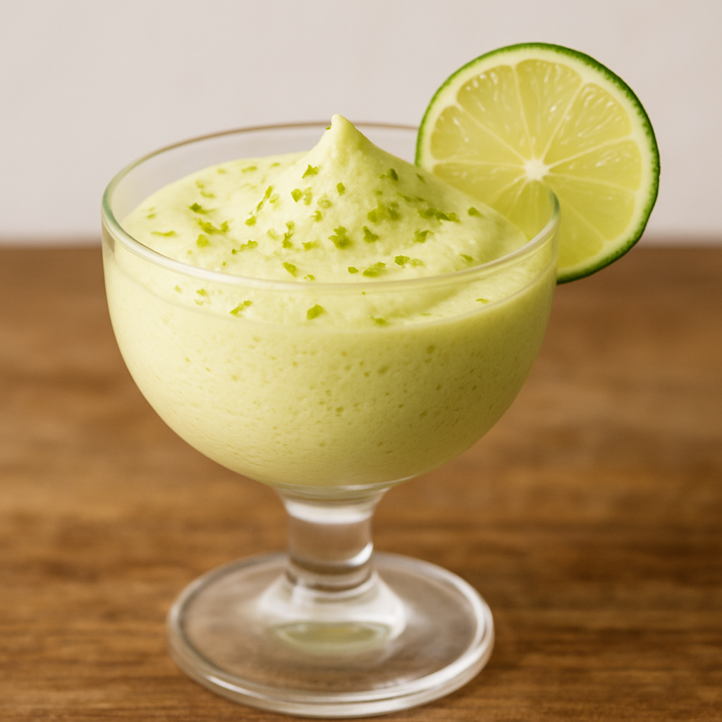 Mousse de Limão Light aerada em taça de vidro com raspas de limão por cima