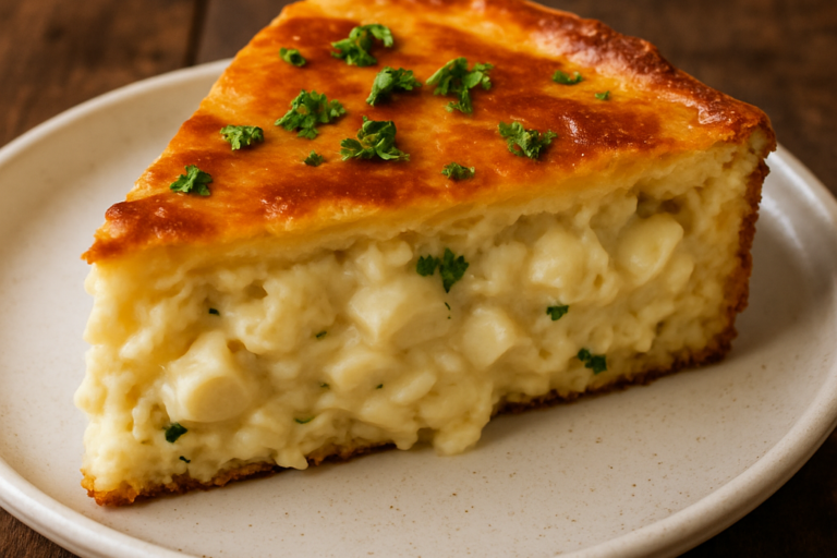 Fatia de torta de palmito na air fryer com massa dourada e recheio cremoso, ideal para jantar