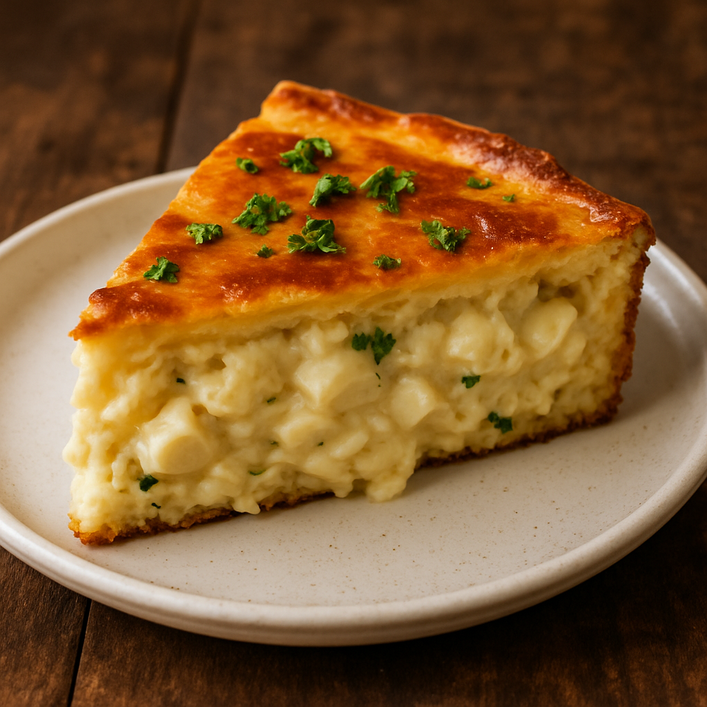 Fatia de torta de palmito na air fryer com massa dourada e recheio cremoso, ideal para jantar