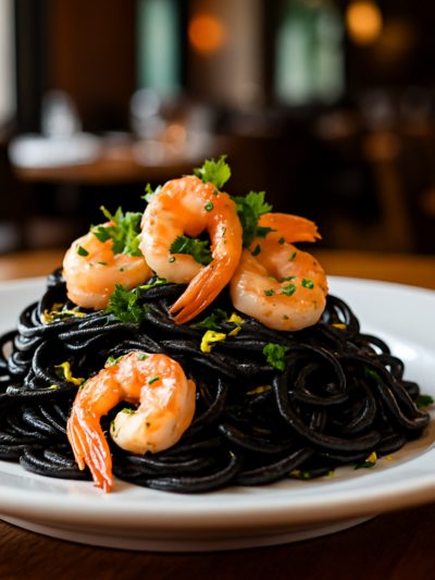 Tagliolini nero ai gamberi: prato do Altruísta encanta SP