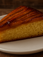 fatia de bolo de banana air fryer crocante com miolo fofinho e casca dourada caramelizada