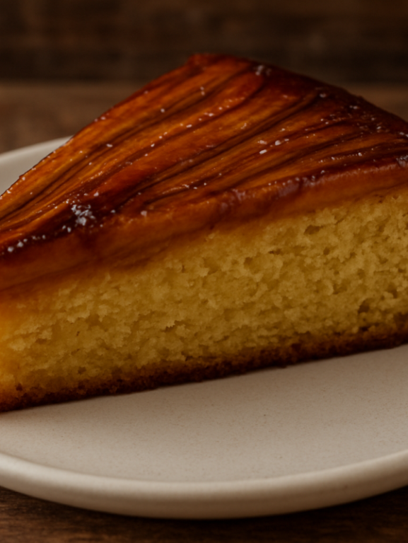 fatia de bolo de banana air fryer crocante com miolo fofinho e casca dourada caramelizada