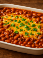 feijão mexicano com carne moída e queijo prato em refratário, receita suculenta e temperada