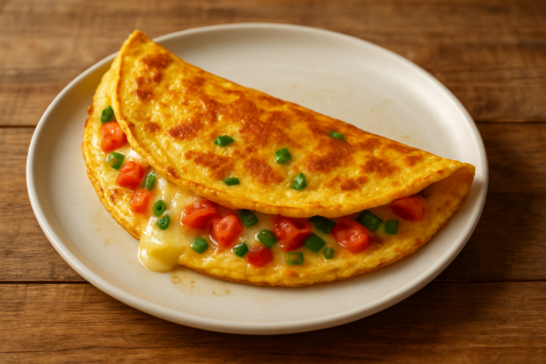 omelete sem açúcar para lanche recheada com queijo e tomate em prato branco